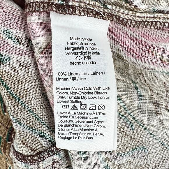 MADEWELL Goldie Linen Mini Dress Womens 2 Tropical Monstera Leaf Print Sumer - Picture 12 of 16